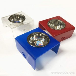 Acrylic Elevated Dog and Cat Pet Feeder BLUE Color 1/2/3 Bowls Raised Stand (2 quart capacity) 3/8 thick - B078N936VH