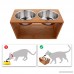 Athomestore Raised Pet bowls for Cats and Dogs Double Bamboo Stand Food Water Feeding Station w/Two Stainless Steel Bowls (Large) - B07D8JG13Z