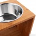 Athomestore Raised Pet bowls for Cats and Dogs Double Bamboo Stand Food Water Feeding Station w/Two Stainless Steel Bowls (Large) - B07D8JG13Z