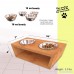 BambooWorx Raised Pet Feeder Suitable for Smaller Dogs and Cats 4 Inch Double Bowl Capacity Includes 4 bowls Natural Bamboo. - B074DZ9P5T
