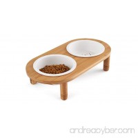 Be Good Dog Bowls Removable Ceramic/Stainless Steel Double Diners Set Elevated Bowls with Non-Skid No Spill Sturdy Wooden Stand Dog Bowls and Stand Set for Small Medium Dogs Cats Puppies - B073VPP7WK