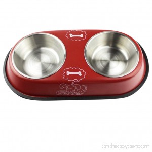 Be Good Dog Cat Bowls Stainless Steel Pet Bowls with Durable Non-Skid Stand Double Diners Food and Water Feeder Set for Feeding Dogs Cats Puppies 6 Colors S/M - B073VQV584