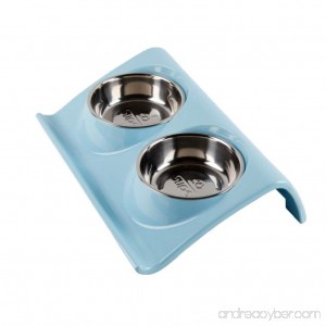 Be Good Double Dog Bowls Pet Feeding Station Stainless Steel Pet Food and Water Bowls with Sturdy Non-Skid Stand Double Diners Feeder Set for Feeding Dogs Cats Puppies Pink/Blue/Green - B073VQR4WC