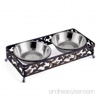 Be Good Pet Double Diner Feeder Elevated Ceramic/Stainless Steel Bowls with Durable Non-Skid Stand Wear-Resistant Dog Water Food Double Bowls Set Perfect for Cat Dogs Puppies - B073VPC81M