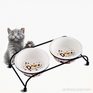 Be Good Pet Double Diner Feeder with Sturdy Non-Skid Elevated Iron Stand Wear-Resistant Dog Water Food Ceramic/Stainless Steel Double Bowls Set Perfect for Cat Dogs Puppies S/M - B073VP9FH3