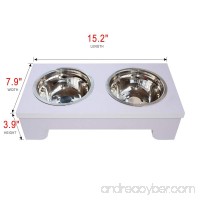 BINGPET Elevated Dog Bowls Raised Pet Feeder with Double Stainless Steel Dishes for Food and Water 15.2" X 8"X 4" - B06Y43NVNV