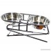 EXPAWLORER Stainless Steel Elevated Dog Bowl and Stand Set Multi-Level Adjustable Raised Pet Feeder - B071D9LBGN