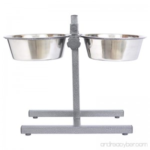 Iconic Pet 20-Cup Adjustable Stainless Steel Pet Double Diner - B00RLH9FMY