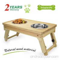 Idepet Pet Feeding Station Dog Blow Raised Pet Food Holder Wood Elevated Bowls for Small Dogs and Medium Dogs with Double Stainless Steel Cat Bowl Adjustable Raised Dog Feeder - B076BHC2X5