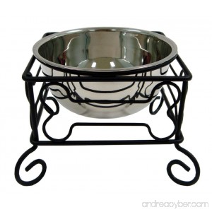 Large 10-Inch Black Wrought Iron Stand with Single Stainless Steel Feeder Bowl … - B01N23F43A