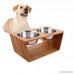 Opuko Dog Pet Elevated Feeder Double Bowl Wood Stand with Two Stainless Steel Bowls for Small/Medium Dogs & Cats - B07F361CD4