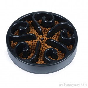 Slow Feeder Dog Bowl Non Toxic Eco-friendly Interactive Fun Puzzle Dish with Non Skid Base Spiral Design Prevent Choking indigestion for Pets Dogs Cats (Black) - B0742C43YT