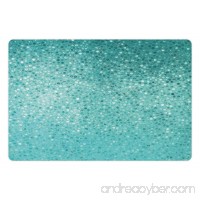 Ambesonne Turquoise Pet Mat for Food and Water Small Dot Mosaic Tiles Shape Simple Classical Creative Artful Design Rectangle Non-Slip Rubber Mat for Dogs and Cats Teal Turquoise Seafoam - B075XF5YRR