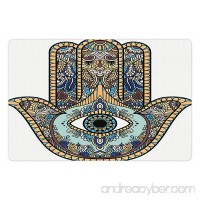 Lunarable Hamsa Pet Mat for Food and Water  Hand of Fatima Religious Sign with All Seeing Eye Vintage Bohemian Zentangle Artwork  Rectangle Non-Slip Rubber Mat for Dogs and Cats  Multicolor - B07656494Q