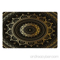 Lunarable Mandala Pet Mat for Food and Water  Tribal Figure Ancient Spiritual Harmony Symbolic Art Illustration  Rectangle Non-Slip Rubber Mat for Dogs and Cats  Taupe Earth Yellow Beige - B07656YQHX