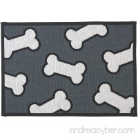 Pet Rageous Designed Tapestry Placemat for Pet Feeding Station 13-Inch by 19-Inch Scattered Bones Dark Gray/White - B00H6ZY54O