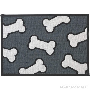 Pet Rageous Designed Tapestry Placemat for Pet Feeding Station 13-Inch by 19-Inch Scattered Bones Dark Gray/White - B00H6ZY54O