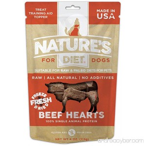 Nature's Diet Raw Freeze Dried Grain Free Dog Treats 100% Beef Hearts - B078T1KQ17