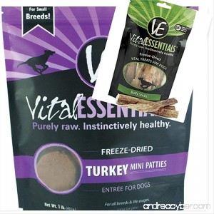 Vital Essentials Freeze-Dried Turkey Mini Patties 1 lb Bag Freeze Dried Raw Dog Food 1-5 Pack Vital Essentials Freeze Dried Bully Sticks Dog Treat Fast - B07D4HTZMH