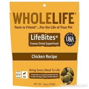Whole Life Pet LifeBites Chicken Recipe Freeze Dried Food for Dogs 16 oz - B01E78WE4U