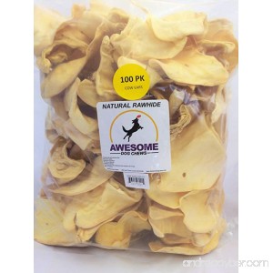 100% Awesome Dog Chews All Natural Cow Ears 100 Count - FDA / USDA Inspected Through a Registered FDA Plant - B01GU77M9S