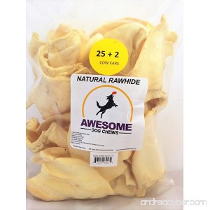 100% Awesome Dog Chews All Natural Cow Ears 25 + 2 FREE Count - FDA / USDA Inspected Through a Registered FDA Plant - B01GU7LVY0