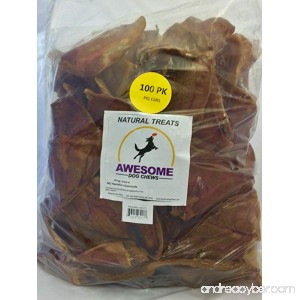 Awesome Dog Chews 100% All Natural Pig Ears 100 Count Value Bag - FDA/USDA Inspected Through a Registered FDA Plant - B01ETRRG4W